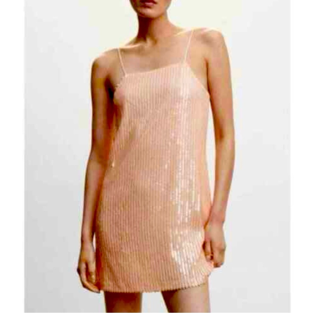 Mango MNG Short sequin dress size 2 New with tags color peach